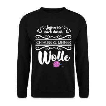 Stricken Wolle Strickerin Spruch lustig - Unisex Pullover - Schwarz - Vorne - Alina (178cm) & Michal (187cm)