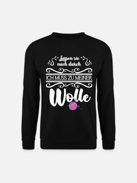 Stricken Wolle Strickerin Spruch lustig - Unisex Pullover - Schwarz