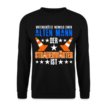 Straßenwärter lustiger Straßenbau Spruch - Unisex Pullover - Schwarz - Vorne - Alina (178cm) & Michal (187cm)