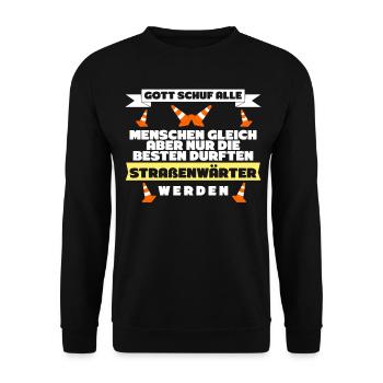 Lustig Straßenbauer Straßenwärter Spruch - Unisex Pullover - Schwarz - Vorne - Alina (178cm) & Michal (187cm)