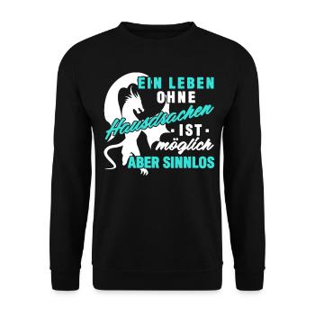 Hausdrache Drachen - lustiger Spruch - Unisex Pullover - Schwarz - Vorne - Alina (178cm) & Michal (187cm)
