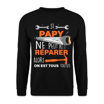 Papy réparateur de génie - Sweat-shirt Unisexe - noir - Devant - Alina (178cm) & Michal (187cm)
