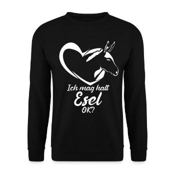 Esel Spruch lustig mit Herz - Unisex Pullover - Schwarz - Vorne - Alina (178cm) & Michal (187cm)
