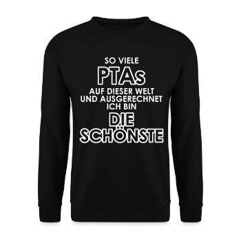 PTA Spruch lustig - Unisex Pullover - Schwarz - Vorne - Alina (178cm) & Michal (187cm)