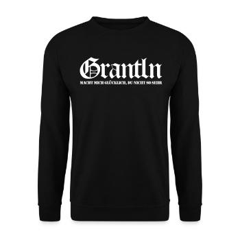 Grantler Spruch bayrisch Grantln lustig - Unisex Pullover - Schwarz - Vorne - Alina (178cm) & Michal (187cm)
