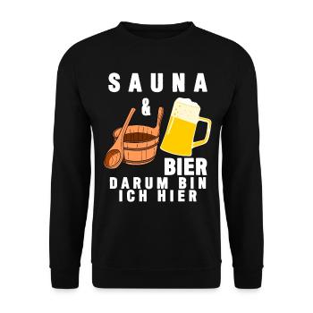 Sauna Spruch lustig - Bier - Unisex Pullover - Schwarz - Vorne - Alina (178cm) & Michal (187cm)