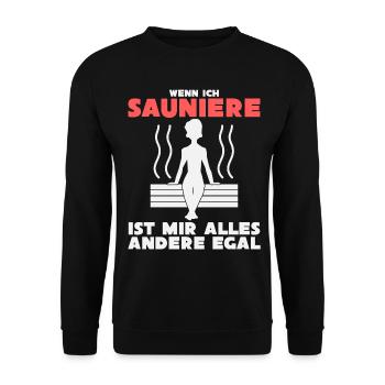 Sauna Spruch lustig - Unisex Pullover - Schwarz - Vorne - Alina (178cm) & Michal (187cm)