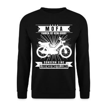 Mofa Spruch - Mofafahrer Moped Witze - Unisex Pullover - Schwarz - Vorne - Alina (178cm) & Michal (187cm)