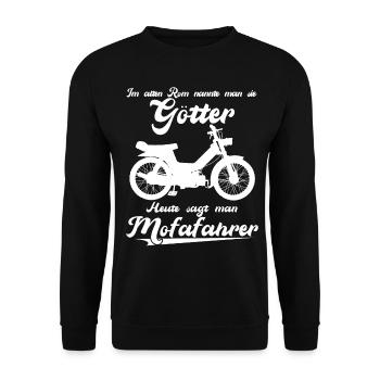 Mofa Spruch - Mofafahrer Witz Moped - Unisex Pullover - Schwarz - Vorne - Alina (178cm) & Michal (187cm)