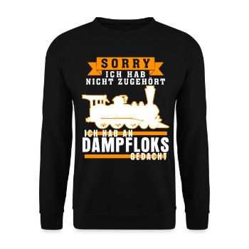 Dampflok Spruch Eisenbahn Dampfloks - Unisex Pullover - Schwarz - Vorne - Alina (178cm) & Michal (187cm)