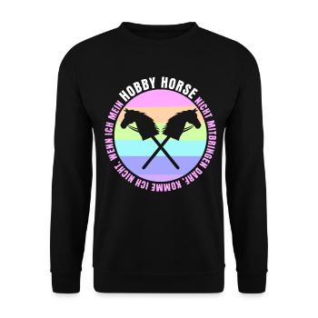 Hobby Horse Steckenpferd Rengain retro - Sweat-shirt Unisexe - noir - Devant - Alina (178cm) & Michal (187cm)