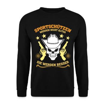 Schützenverein Sportschützen Spruch - Unisex Pullover - Schwarz - Vorne - Alina (178cm) & Michal (187cm)