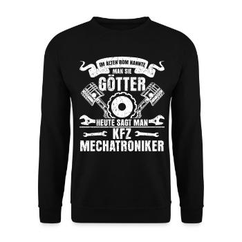 KFZ-Mechatroniker Gott - Unisex Pullover - Schwarz - Vorne - Alina (178cm) & Michal (187cm)