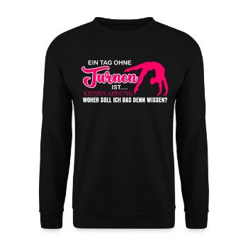 Turnen Handstand Spruch - Unisex Pullover - Schwarz - Vorne - Alina (178cm) & Michal (187cm)