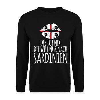 Sardinien Italien Urlaub Kussmund - Unisex Pullover - Schwarz - Vorne - Alina (178cm) & Michal (187cm)