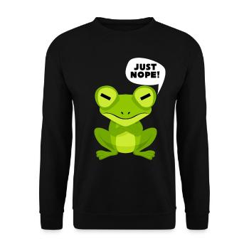 Frosch Spruch - Just Nope! - Unisex Pullover - Schwarz - Vorne - Alina (178cm) & Michal (187cm)