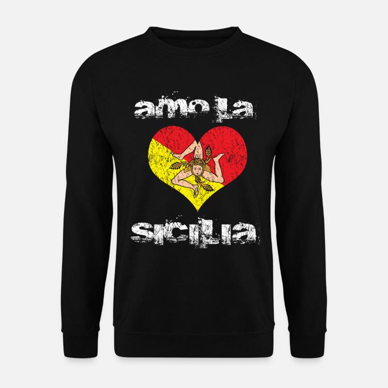 Sicile Sicilia coeur drapeau - Sweat-shirt Unisexe - noir