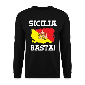 Sizilien Spruch - Sicilia - Unisex Pullover - Schwarz - Vorne - Alina (178cm) & Michal (187cm)