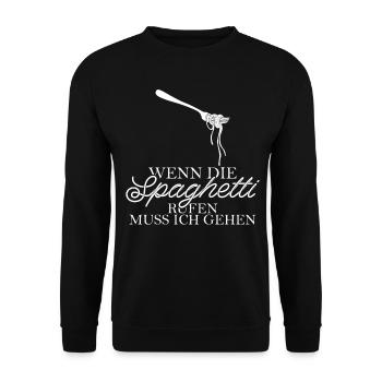 Spaghetti Nudeln Spruch - Unisex Pullover - Schwarz - Vorne - Alina (178cm) & Michal (187cm)