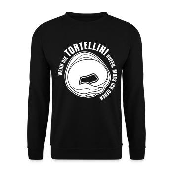 Tortellini Nudeln Pasta - Unisex Pullover - Schwarz - Vorne - Alina (178cm) & Michal (187cm)