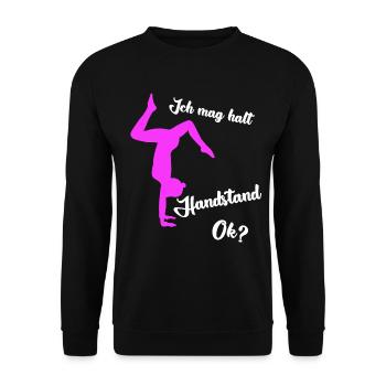 Handstand Turnen Spruch - Unisex Pullover - Schwarz - Vorne - Alina (178cm) & Michal (187cm)