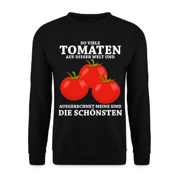 Tomaten Tomate Spruch - Unisex Pullover - Schwarz - Vorne - Alina (178cm) & Michal (187cm)