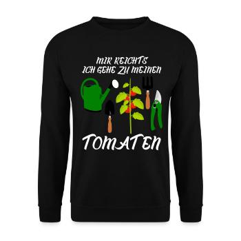Tomaten und Tomate Spruch - Unisex Pullover - Schwarz - Vorne - Alina (178cm) & Michal (187cm)