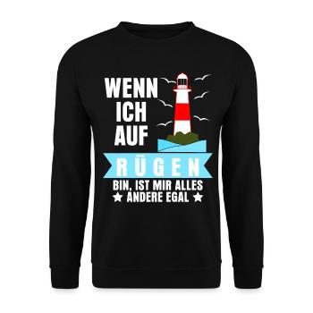 Rügen Spruch Insel Ostsee - Unisex Pullover - Schwarz - Vorne - Alina (178cm) & Michal (187cm)