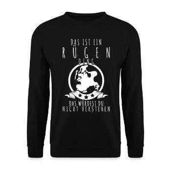 Rügen Spruch Witz - Unisex Pullover - Schwarz - Vorne - Alina (178cm) & Michal (187cm)