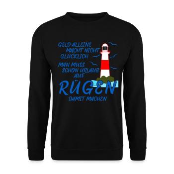 Rügen Spruch Insel Witz - Unisex Pullover - Schwarz - Vorne - Alina (178cm) & Michal (187cm)