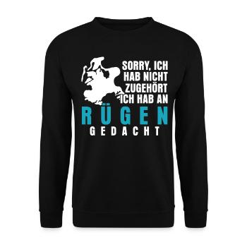 Rügen Urlaub Spruch - Unisex Pullover - Schwarz - Vorne - Alina (178cm) & Michal (187cm)
