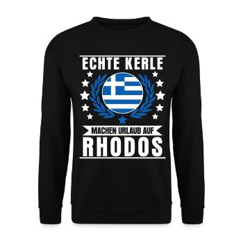 Rhodos Urlaub Spruch - Unisex Pullover - Schwarz - Vorne - Alina (178cm) & Michal (187cm)