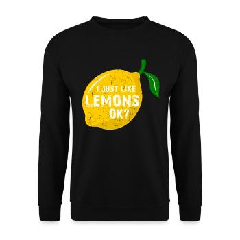 Zitrone Spruch lustig - Unisex Pullover - Schwarz - Vorne - Alina (178cm) & Michal (187cm)