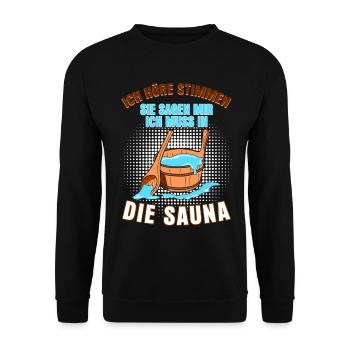 Sauna Spruch Wellness Saunameister Witz - Unisex Pullover - Schwarz - Vorne - Alina (178cm) & Michal (187cm)
