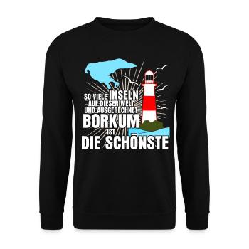 Borkum Insel Spruch - Unisex Pullover - Schwarz - Vorne - Alina (178cm) & Michal (187cm)