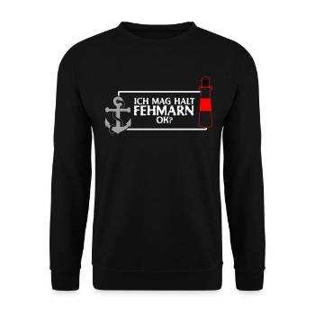 Fehmarn Anker Leuchtturm - Unisex Pullover - Schwarz - Vorne - Alina (178cm) & Michal (187cm)