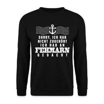 Fehmarn Anker Spruch - Unisex Pullover - Schwarz - Vorne - Alina (178cm) & Michal (187cm)