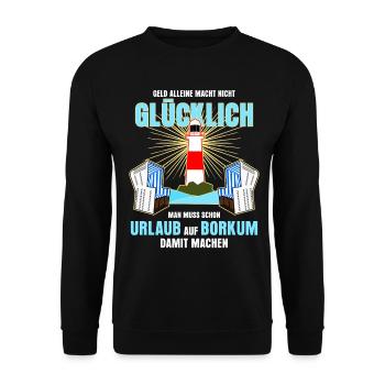 Borkum Insel Urlaub - Unisex Pullover - Schwarz - Vorne - Alina (178cm) & Michal (187cm)