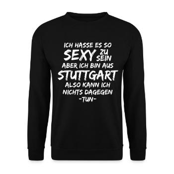 Stuttgart Stuttgarter lustig - Unisex Pullover - Schwarz - Vorne - Alina (178cm) & Michal (187cm)