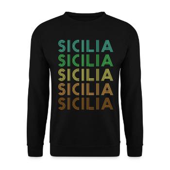 Sizilien Retro Sicilia - Unisex Pullover - Schwarz - Vorne - Alina (178cm) & Michal (187cm)