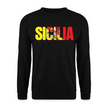 Sizilien Flagge Sicilia Wappen - Unisex Pullover - Schwarz - Vorne - Alina (178cm) & Michal (187cm)