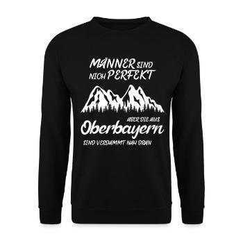 Oberbayern Männer Berge Spruch - Unisex Pullover - Schwarz - Vorne - Alina (178cm) & Michal (187cm)