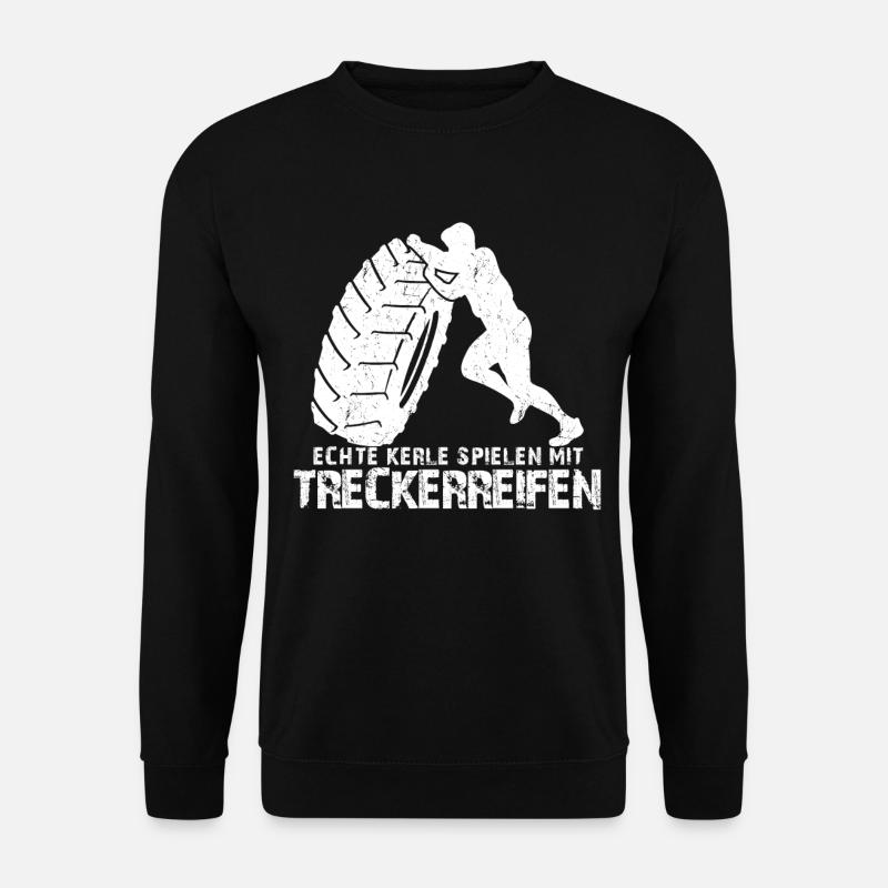 Strongman Treckerreifen Spruch - Unisex Pullover - Schwarz