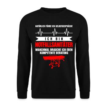 Notfallsanitäter Witz - Unisex Pullover - Schwarz - Vorne - Alina (178cm) & Michal (187cm)