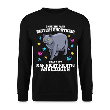 Britisch Kurzhaar - Unisex Pullover - Schwarz - Vorne - Alina (178cm) & Michal (187cm)
