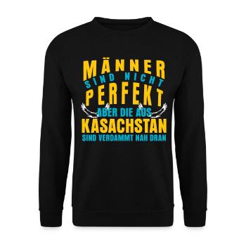 Kasachen Männer aus Kasachstan - Unisex Pullover - Schwarz - Vorne - Alina (178cm) & Michal (187cm)