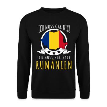 Romania Flagge Urlaub Rumänien - Unisex Pullover - Schwarz - Vorne - Alina (178cm) & Michal (187cm)