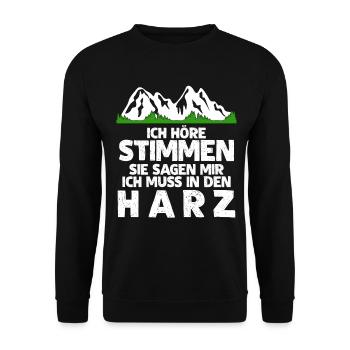 Harz Wandern Urlaub Brocken - Unisex Pullover - Schwarz - Vorne - Alina (178cm) & Michal (187cm)
