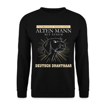 Deutsch Drahthaar - Unisex Pullover - Schwarz - Vorne - Alina (178cm) & Michal (187cm)