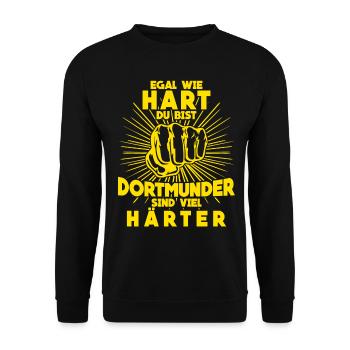Dortmunder sind härter Dortmund - Unisex Pullover - Schwarz - Vorne - Alina (178cm) & Michal (187cm)
